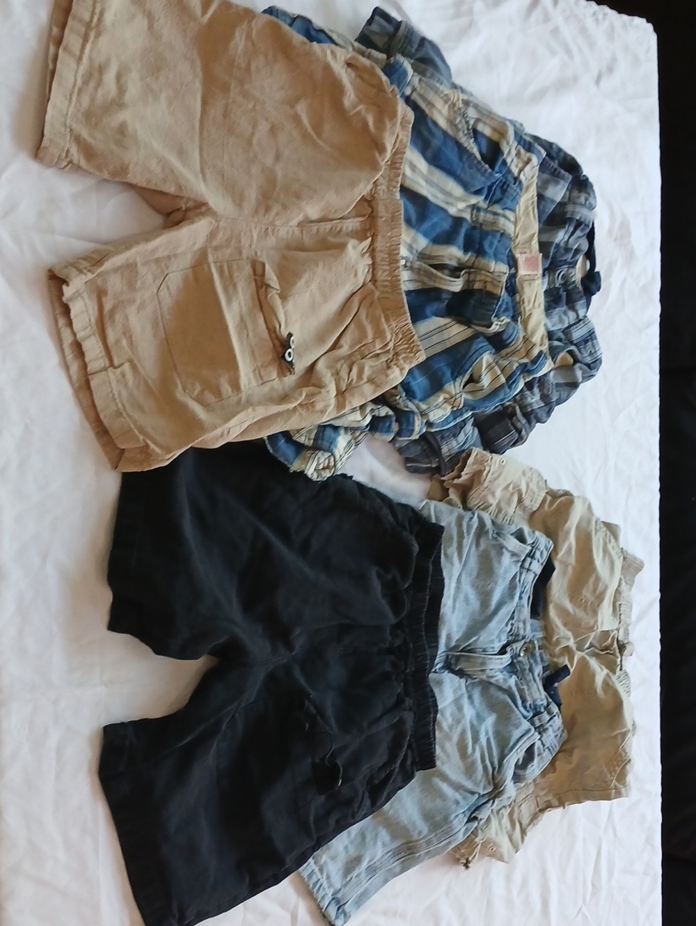 Kids Elastic-Waist Shorts Pack - Tan, Black, Light Blue